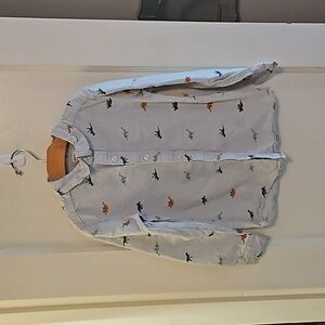 Carter's Button Down Long sleeve Tiny Dinosaurs EUC Size 6